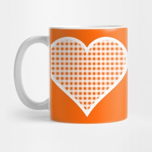 Orange and White Gingham Heart Mug